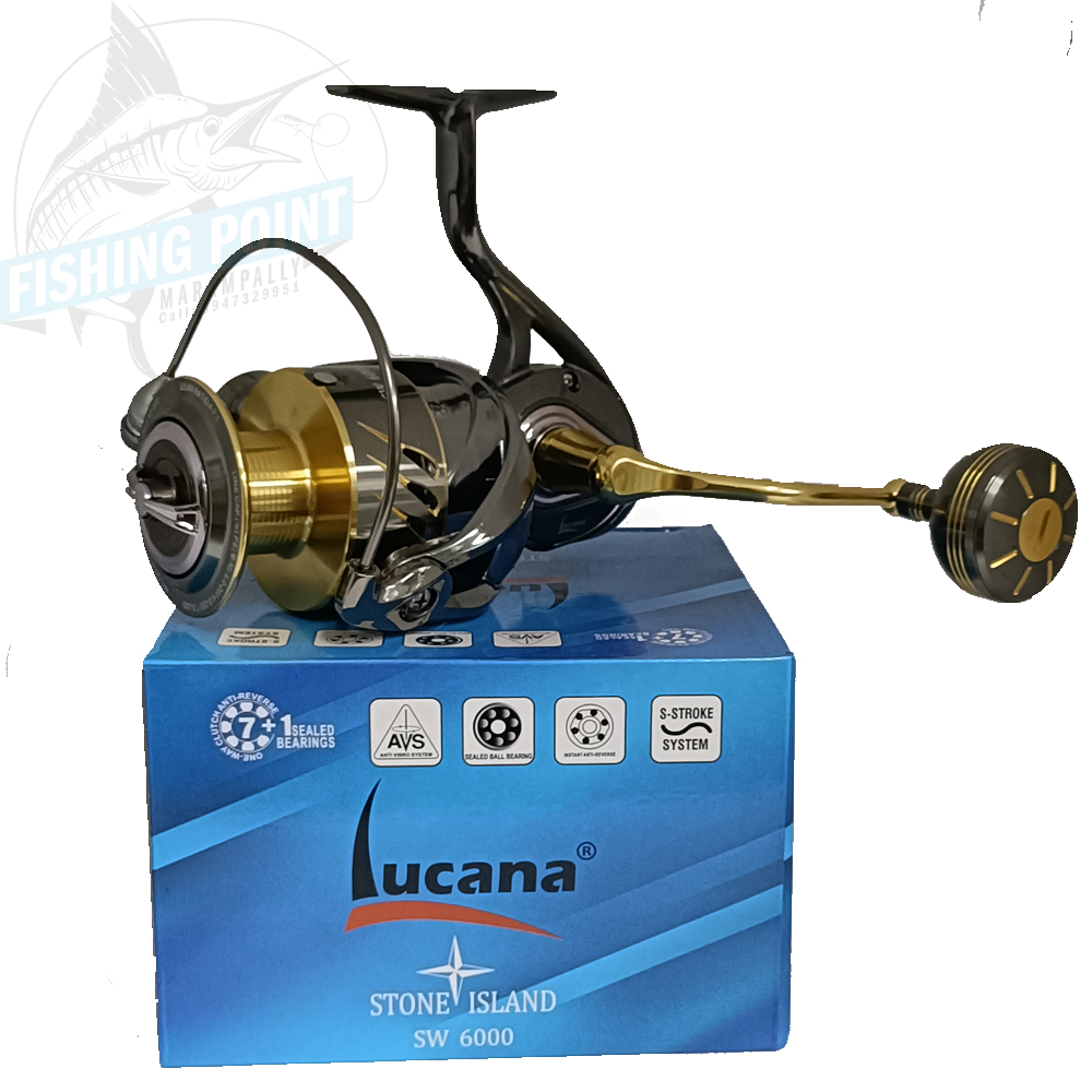 Silver Gold Lucana Stone Island 6000 Saltwater Spinning Reel at Rs